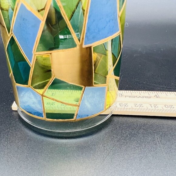 Vtg MCM West Virginia Glass Cocktail Set 22K Gold Mosaic 7 pc 50 oz Pitcher - Picture 10 of 16